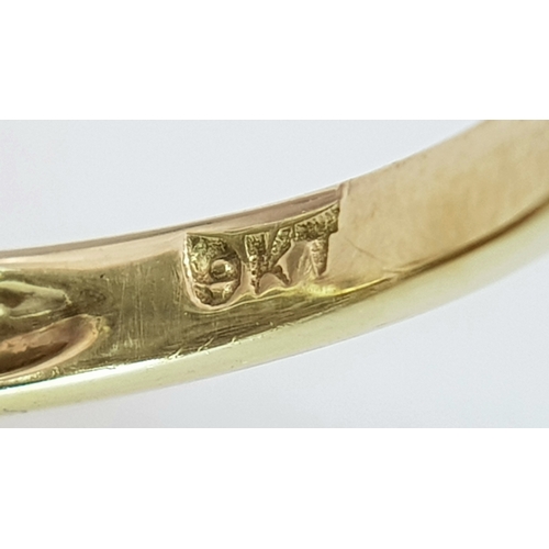 173 - A 9K YELLOW GOLD PEAR SHAPED DIAMOND CLUSTER RING 0.70CT , 7.2G TOTAL WEIGHT, SIZE N. REF: SC 3025