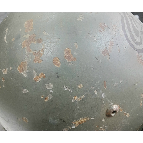 125 - WW2 Italian Bersaglieri light infantry M33 Helmet with liner and chinstrap.