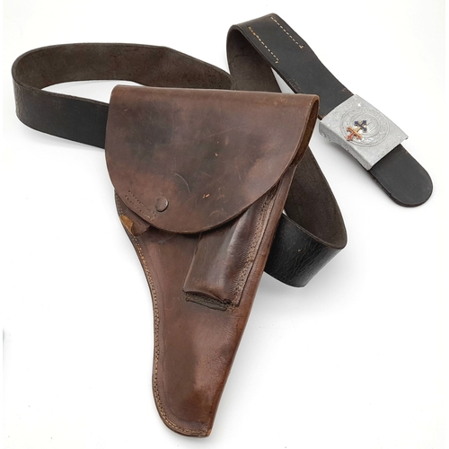 160 - WW2 French Resistance Belt with holster. The belt and buckle are captured German with a cross of Lor... 