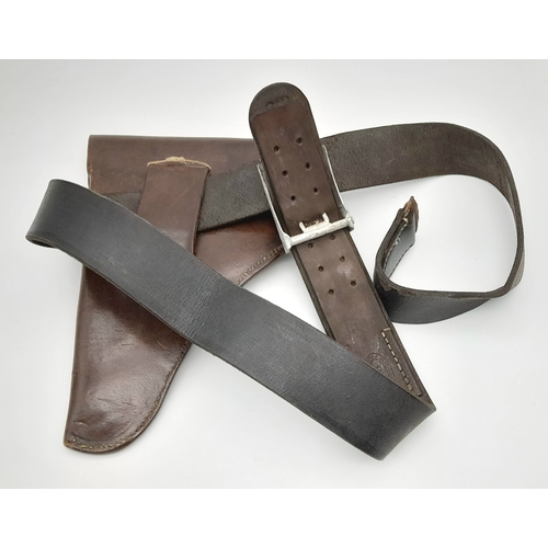 160 - WW2 French Resistance Belt with holster. The belt and buckle are captured German with a cross of Lor... 