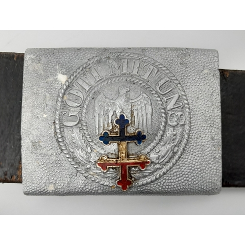 160 - WW2 French Resistance Belt with holster. The belt and buckle are captured German with a cross of Lor... 