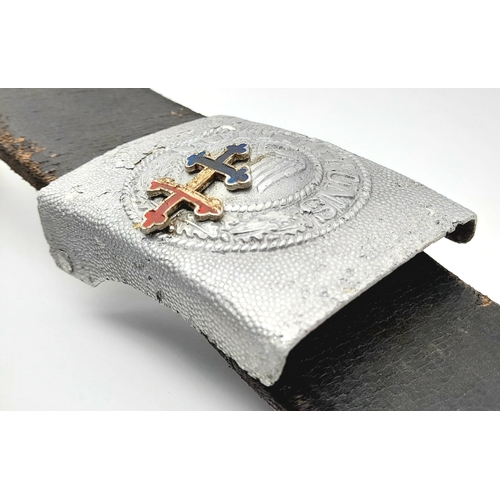 160 - WW2 French Resistance Belt with holster. The belt and buckle are captured German with a cross of Lor... 