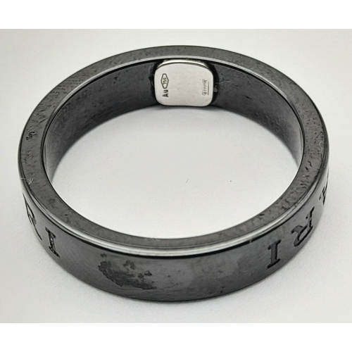 151 - A Bvlgari Ceramic and Diamond Ring. Size R.  Ref: STK018940