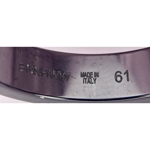 151 - A Bvlgari Ceramic and Diamond Ring. Size R.  Ref: STK018940