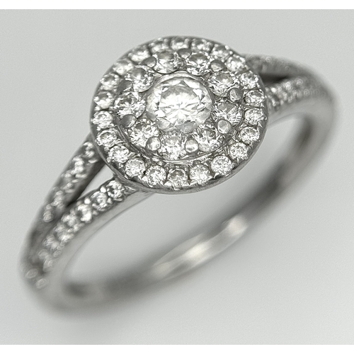 172 - A Platinum Diamond Fancy Ring. Two stones missing. Size K. 4.7g.  Ref: STK023233