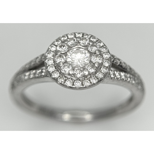 172 - A Platinum Diamond Fancy Ring. Two stones missing. Size K. 4.7g.  Ref: STK023233