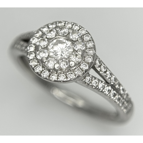 172 - A Platinum Diamond Fancy Ring. Two stones missing. Size K. 4.7g.  Ref: STK023233