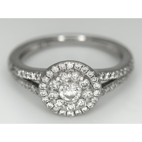 172 - A Platinum Diamond Fancy Ring. Two stones missing. Size K. 4.7g.  Ref: STK023233