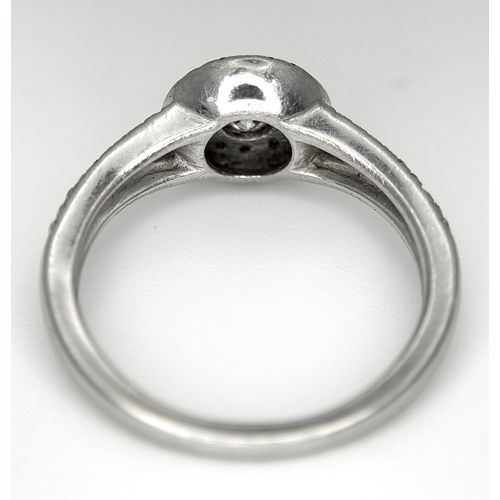 172 - A Platinum Diamond Fancy Ring. Two stones missing. Size K. 4.7g.  Ref: STK023233