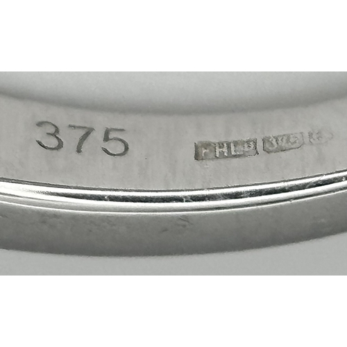 179 - A 9K White Gold Diamond Half Eternity Ring. Size O. 1.9g.  Ref: STK023249