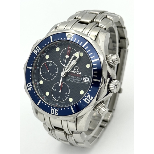 134 - An Omega Seamaster Professional Automatic Chronograph Gents Watch. Stainless steel bracelet and case... 