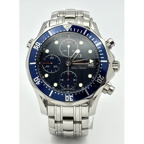 134 - An Omega Seamaster Professional Automatic Chronograph Gents Watch. Stainless steel bracelet and case... 