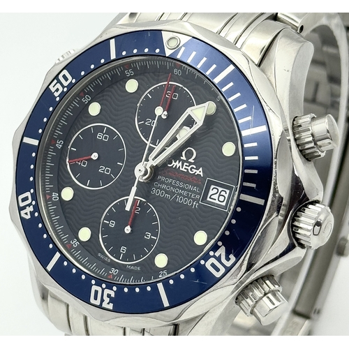 134 - An Omega Seamaster Professional Automatic Chronograph Gents Watch. Stainless steel bracelet and case... 
