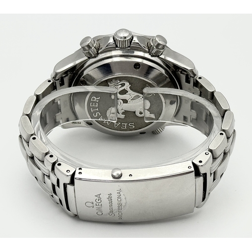 134 - An Omega Seamaster Professional Automatic Chronograph Gents Watch. Stainless steel bracelet and case... 
