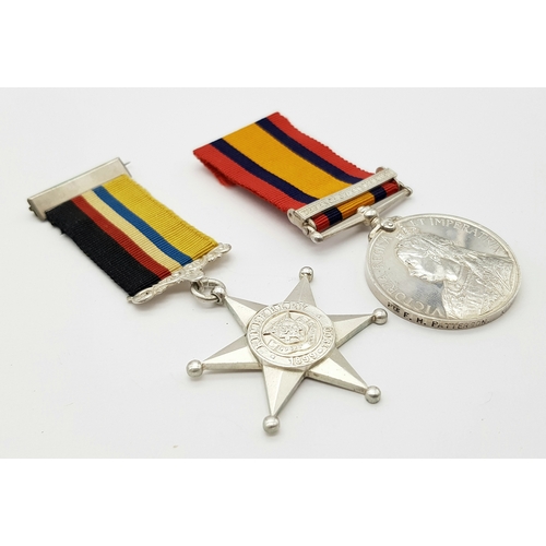 46 - A pair of medals to a defender of Kimberley during the siege of the town by the Boer forces under Co... 