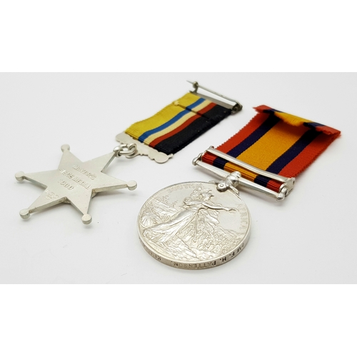 46 - A pair of medals to a defender of Kimberley during the siege of the town by the Boer forces under Co... 