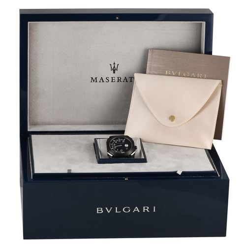 170 - A Bvlgari Octo Maserati GranSport Watch.  41mm black DLC-coated steel case with a smokey sapphire ca... 