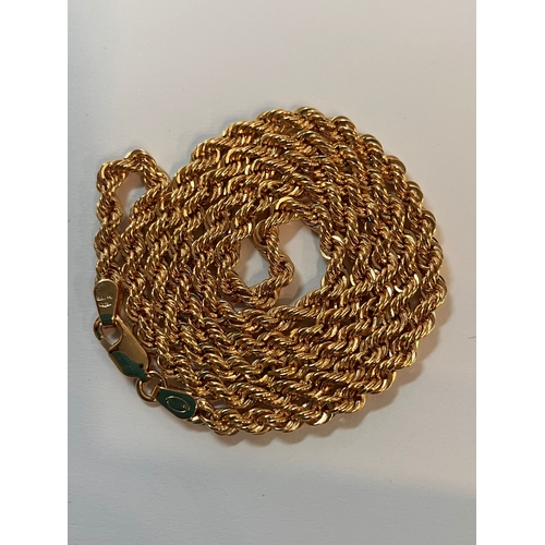 140 - Beautiful Classic 9 CARAT GOLD ROPE  NECKLACE. Full UK hallmark . Condition new and unworn. 4.95 gra... 