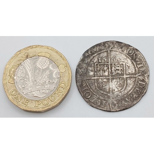 149 - An Elizabeth I, 1565 Silver Hammered Groat Coin. Please see photos for conditions.