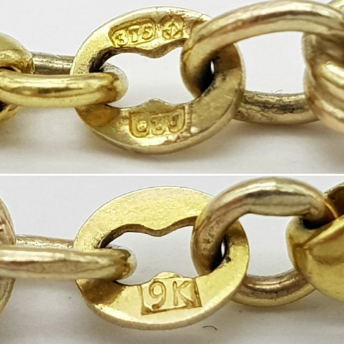 100 - A 9K Yellow Gold Byzantine Bracelet. 17cm. 18.2g.