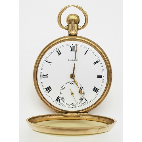 102 - A Late 1920s Rolex 9K Gold Pocket Watch. 9k gold inner and outer case. 9K mark on stem. Very clean R... 