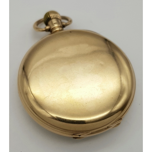 102 - A Late 1920s Rolex 9K Gold Pocket Watch. 9k gold inner and outer case. 9K mark on stem. Very clean R... 