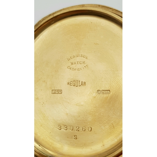 102 - A Late 1920s Rolex 9K Gold Pocket Watch. 9k gold inner and outer case. 9K mark on stem. Very clean R... 