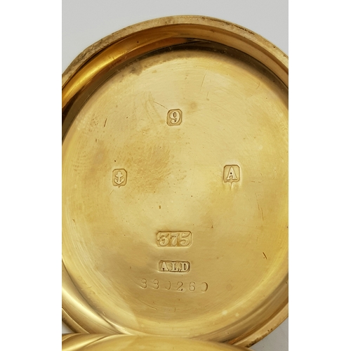 102 - A Late 1920s Rolex 9K Gold Pocket Watch. 9k gold inner and outer case. 9K mark on stem. Very clean R... 