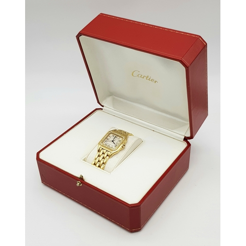 107 - A Beautiful Vintage Cartier Diamond Panthere de Cartier 18K Gold Gents Watch - Model 8839610232. 18k... 