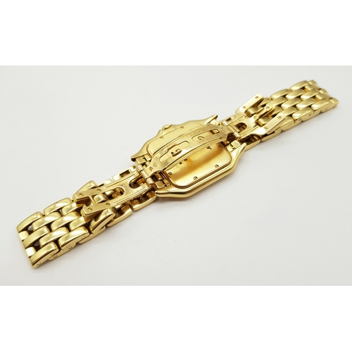 107 - A Beautiful Vintage Cartier Diamond Panthere de Cartier 18K Gold Gents Watch - Model 8839610232. 18k... 