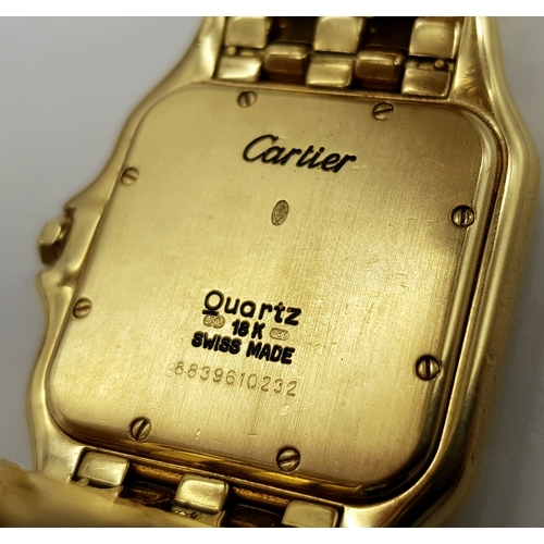 107 - A Beautiful Vintage Cartier Diamond Panthere de Cartier 18K Gold Gents Watch - Model 8839610232. 18k... 