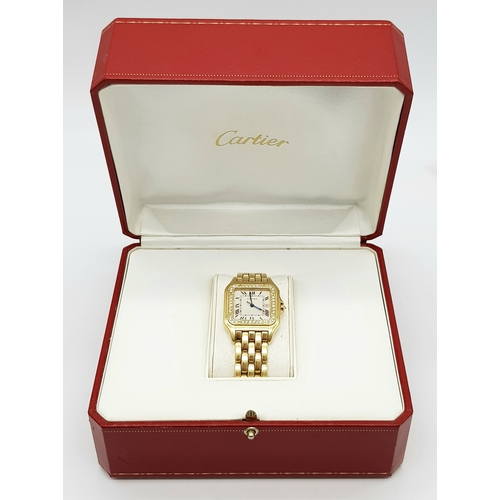 107 - A Beautiful Vintage Cartier Diamond Panthere de Cartier 18K Gold Gents Watch - Model 8839610232. 18k... 
