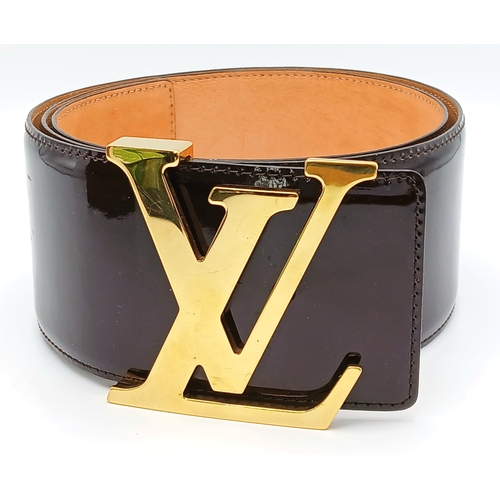 A Louis Vuitton Burgundy Amarante Vernis Extra Wide Belt  display picture 1