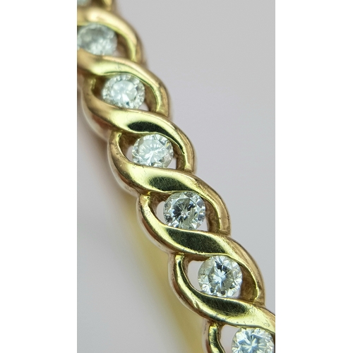 65 - A 9K YELLOW GOLD DIAMOND SET BANGLE 9.1G TOTAL WEIGHT, 0.45CT, 5CM x 6CM. REF: JB 3003