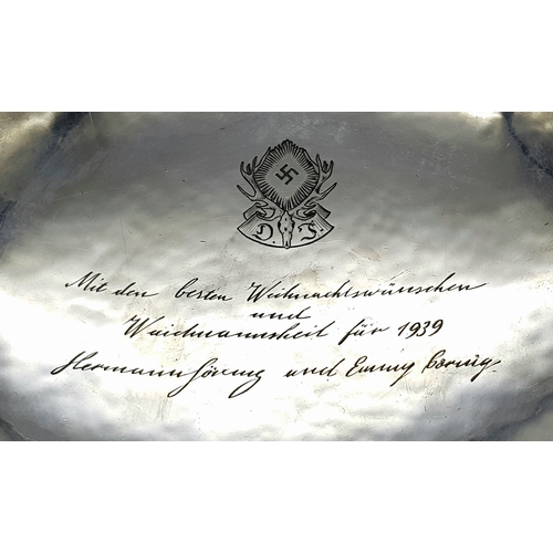 69 - 3rd Reich .875 Silver Hand Engraved Salvo. A Christmas Gift from Hermann Göering and his wife Emmy, ... 
