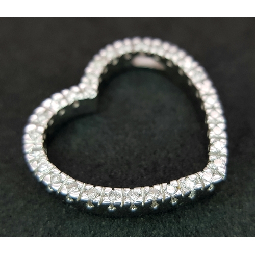 72 - AN 18K WHITE GOLD DIAMOND SET OPEN HEART PENDANT 0.25CT , 3.4G TOTAL WEIGHT, 2CM x 2CM. REF: JP 3002
