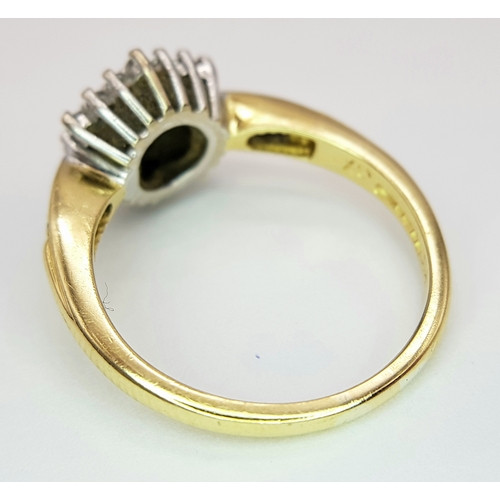 96 - AN 18K YELLOW GOLD DIAMOND CLUSTER RING. 0.50CTW. 4.5G. SIZE P. SC-4090.