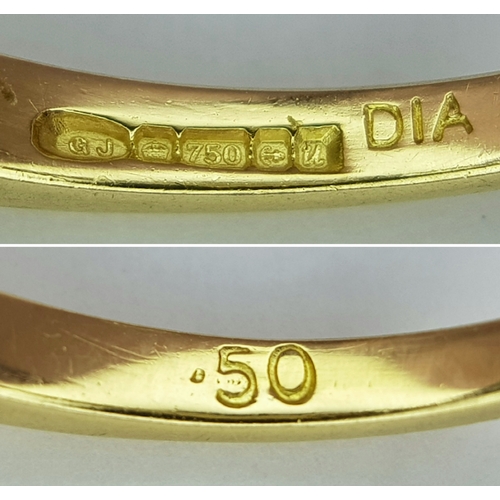 96 - AN 18K YELLOW GOLD DIAMOND CLUSTER RING. 0.50CTW. 4.5G. SIZE P. SC-4090.