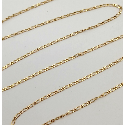 105 - Beautiful 9 CARAT GOLD FINE FIGARO CHAIN LINK NECKLACE. 1.55 grams. 50 cm.