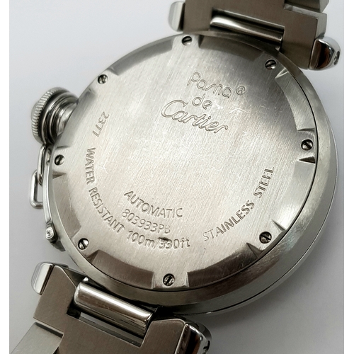 106 - A Pasha de Cartier, Diamond Ladybird, Automatic Ladies Watch. Stainless steel bracelet and case - 36... 