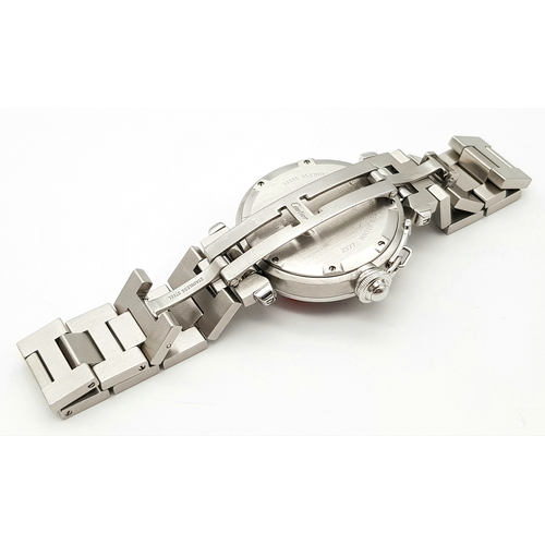 106 - A Pasha de Cartier, Diamond Ladybird, Automatic Ladies Watch. Stainless steel bracelet and case - 36... 