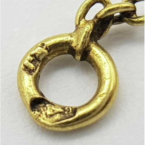 113 - An Edwardian 21K Gold and Garnet Lavaliere necklace. 42cm length. 6.2g total weight.