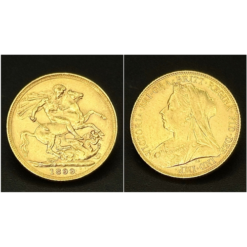 94 - An 1899, Queen Victoria Full Sovereign Coin - 22k gold.