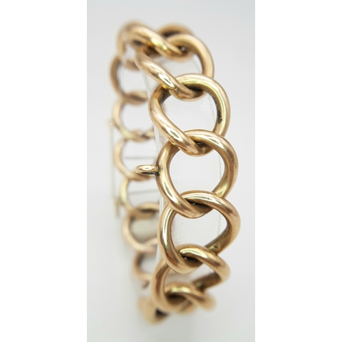 71 - An Antique 9K Rose Gold Large Curb Link Bracelet. Looks to be some form of a conversion from another... 