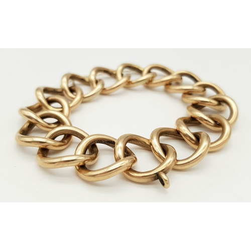 71 - An Antique 9K Rose Gold Large Curb Link Bracelet. Looks to be some form of a conversion from another... 