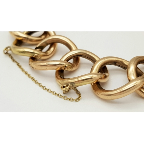 71 - An Antique 9K Rose Gold Large Curb Link Bracelet. Looks to be some form of a conversion from another... 