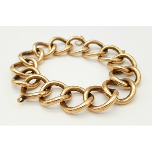 71 - An Antique 9K Rose Gold Large Curb Link Bracelet. Looks to be some form of a conversion from another... 