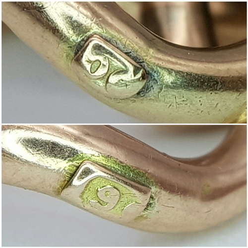 71 - An Antique 9K Rose Gold Large Curb Link Bracelet. Looks to be some form of a conversion from another... 