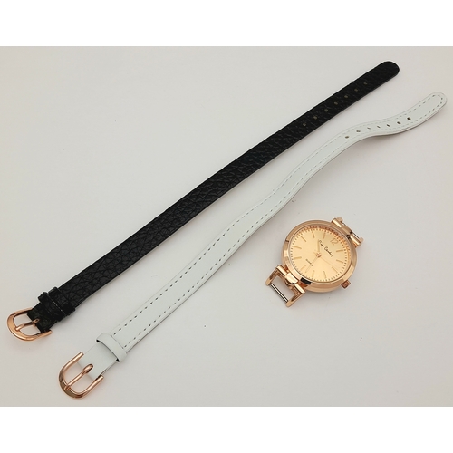 87 - A PIERRE CARDIN WATCH - BRAND NEW WITH 1 EXTRA DIFFERENT COLOUR STRAP. IN ORIGINAL BOX - IN FULL WOR... 