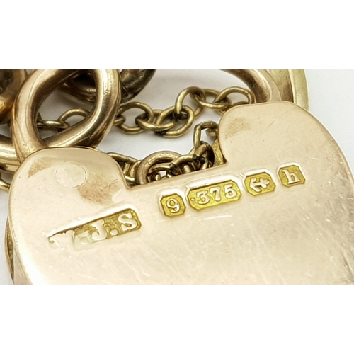 67 - An Antique 1907, 9K Rose Gold Fancy Link Bracelet with Heart Clasp. 20cm. 17.48g. R-6370921.
